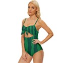 Green Seamless Watermelon Skin Pattern Knot Front One-Piece Swimsuit View2