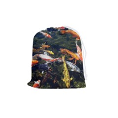 Koi Pond 3d Fish Drawstring Pouch (medium) by Grandong