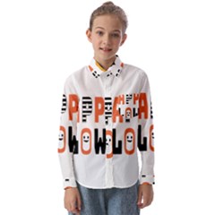 Happy Halloween Slot Text Orange Kids  Long Sleeve Shirt by Sarkoni