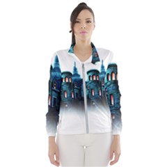 Blue Castle Halloween Horror Haunted House Women s Windbreaker by Sarkoni