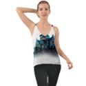 Blue Castle Halloween Horror Haunted House Chiffon Cami View1