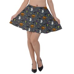 Halloween Bat Pattern Velvet Skater Skirt by Ndabl3x