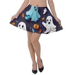 Ghost Pumpkin Scary Velvet Skater Skirt by Ndabl3x