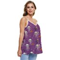 Skull Halloween Pattern Casual Spaghetti Strap Chiffon Top View3