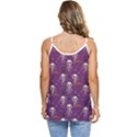 Skull Halloween Pattern Casual Spaghetti Strap Chiffon Top View4