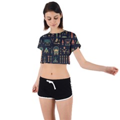 Hieroglyphs Space Tie Back Short Sleeve Crop T-shirt by Ndabl3x