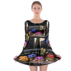 Teenage Mutant Ninja Turtles Leonardo Raphael Michelangelo Donatello Long Sleeve Skater Dress by Sarkoni