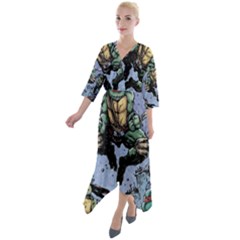 Teenage Mutant Ninja Turtles Comics Quarter Sleeve Wrap Front Maxi Dress by Sarkoni