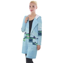 Japanese Themed Pixel Art The Urban And Rural Side Of Japan Hooded Pocket Cardigan by Sarkoni