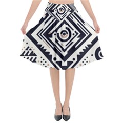 Tribal Pattern Flared Midi Skirt by Sobalvarro