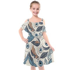 Eyes Pattern Kids  Cut Out Shoulders Chiffon Dress by Valentinaart