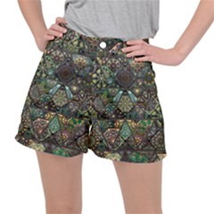 Digital Art Triangle Pattern Texture Mosaic Women s Ripstop Shorts by Grandong