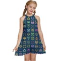 Procedural Generation Digital Art Pattern Kids  Halter Collar Waist Tie Chiffon Dress View1