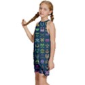 Procedural Generation Digital Art Pattern Kids  Halter Collar Waist Tie Chiffon Dress View2