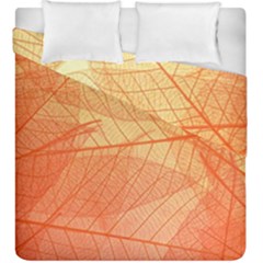 Abstract Texture Of Colorful Bright Pattern Transparent Leaves Orange And Yellow Color Duvet Cover Double Side (king Size) by Grandong