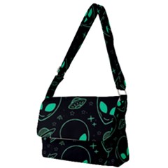 Alien Green Black Pattern Full Print Messenger Bag (s) by Ndabl3x