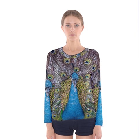 Peacock-feathers2 Women s Long Sleeve T-shirt by nateshop