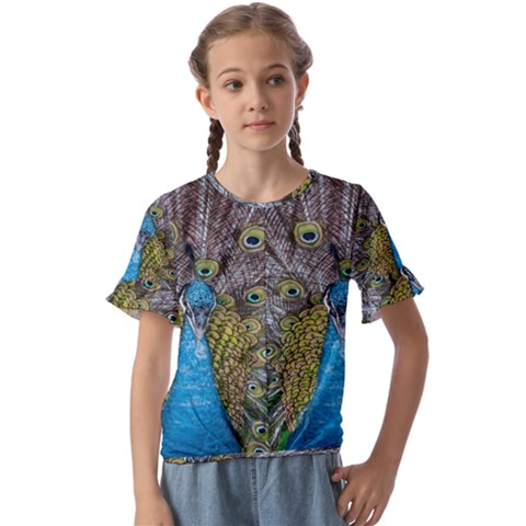 Peacock-feathers2 Kids  Cuff Sleeve Scrunch Bottom T-shirt by nateshop