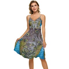 Peacock-feathers2 Sleeveless Tie Front Chiffon Dress by nateshop