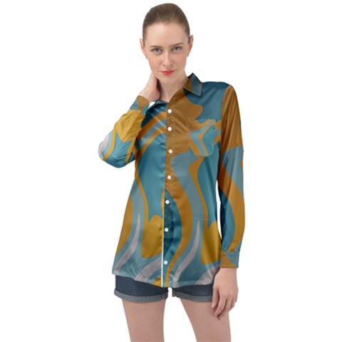 Cartoon, Elma, Corazones Long Sleeve Satin Shirt by nateshop