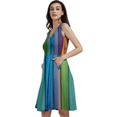 Rainbow Sleeveless V-neck Skater Dress With Pockets by zappwaits