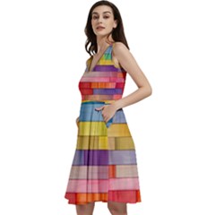 Rainbow Wood Sleeveless V-neck Skater Dress With Pockets by zappwaits