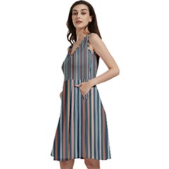 Stripes Sleeveless V-neck Skater Dress With Pockets by zappwaits