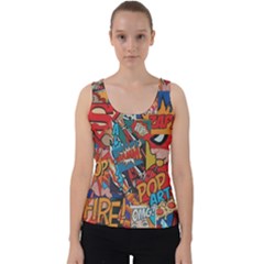 Comic Cartoon Pattern Velvet Tank Top by pakminggu