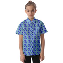 Skyblue Floral Kids  Short Sleeve Shirt by Sparkle