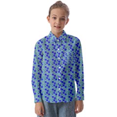 Skyblue Floral Kids  Long Sleeve Shirt by Sparkle