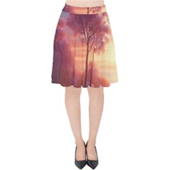 Pink Nature Velvet High Waist Skirt by Sparkle