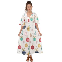 Cute Christmas Pattern Kimono Sleeve Boho Dress by Grandong