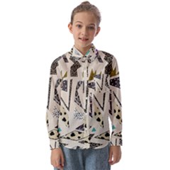 90s Geometric Christmas Pattern Kids  Long Sleeve Shirt by Grandong