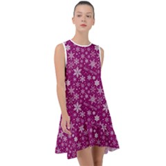 Purple Christmas Pattern Frill Swing Dress by Grandong