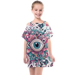 Eyes Pattern Kids  One Piece Chiffon Dress by Valentinaart