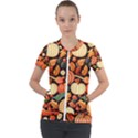 Thanksgiving pattern Short Sleeve Zip Up Jacket View1