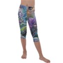 Abstract Blossoms  Kids  Lightweight Velour Capri Leggings  View1