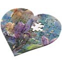 Abstract Blossoms  Wooden Puzzle Heart View2