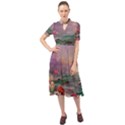 Abstract Flowers  Keyhole Neckline Chiffon Dress View1