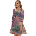 Abstract Flowers  Shoulder Cut Out Zip Up Dress View2