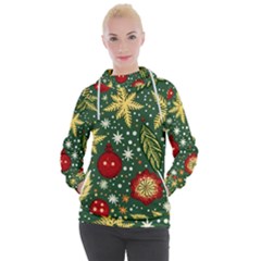 Christmas Pattern Women s Hooded Pullover by Valentinaart