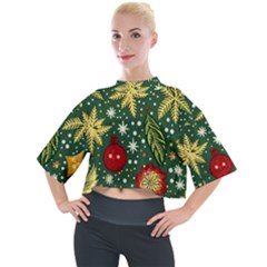 Christmas Pattern Mock Neck T-shirt by Valentinaart