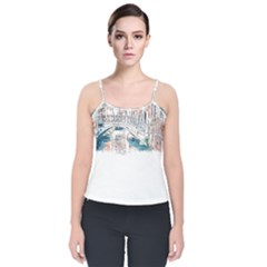 Venice T- Shirt Venice Voyage Art Digital Painting Watercolor Discovery T- Shirt Velvet Spaghetti Strap Top by ZUXUMI