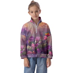 Floral Blossoms  Kids  Half Zip Hoodie by Internationalstore