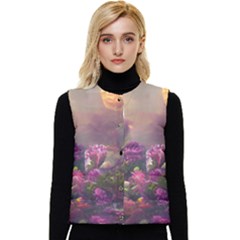 Floral Blossoms  Women s Button Up Puffer Vest by Internationalstore