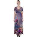 Floral Blossoms  High Waist Short Sleeve Maxi Dress View1