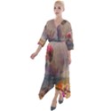 Floral Blossoms  Quarter Sleeve Wrap Front Maxi Dress View1