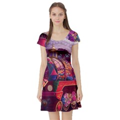 Fantasy  Short Sleeve Skater Dress by Internationalstore