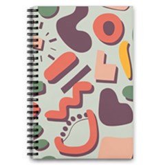 Shapes In Retro Colors On A Green Background 5 5  X 8 5  Notebook by LalyLauraFLM