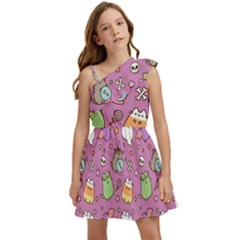 Pusheen Cat Kids  One Shoulder Party Dress by Pakjumat